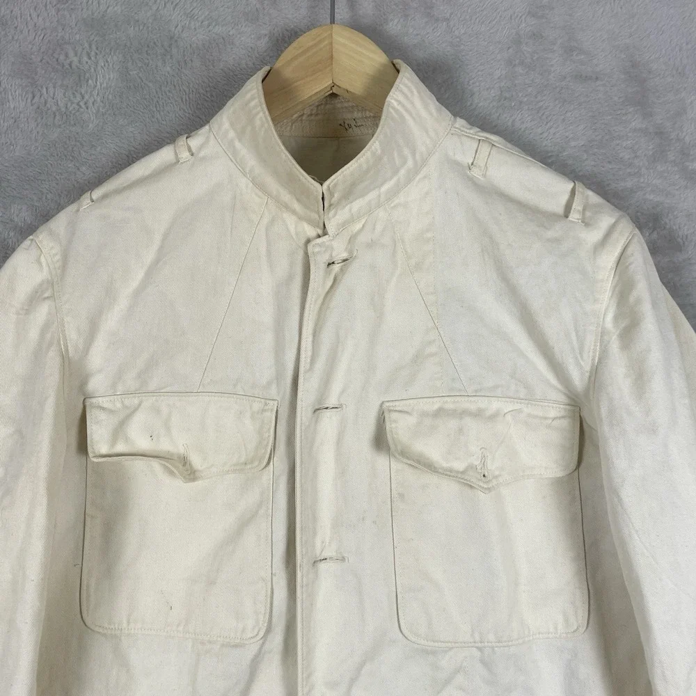 True Vtg 30s 40s Sanforized White Cotton Twill Chore Uniform Jacket Portlite